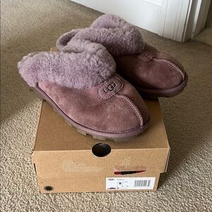 UGG Mauve Suede Shearling Slippers